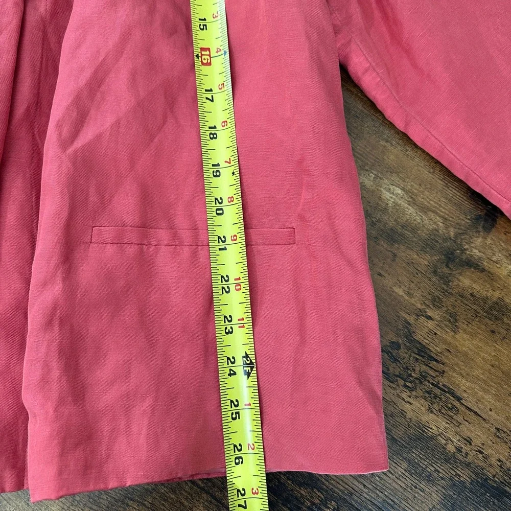 J. Jill Jacket Womens XL Coral Red Silk Linen Blend Button Front Drawstring Back - Picture 11 of 11